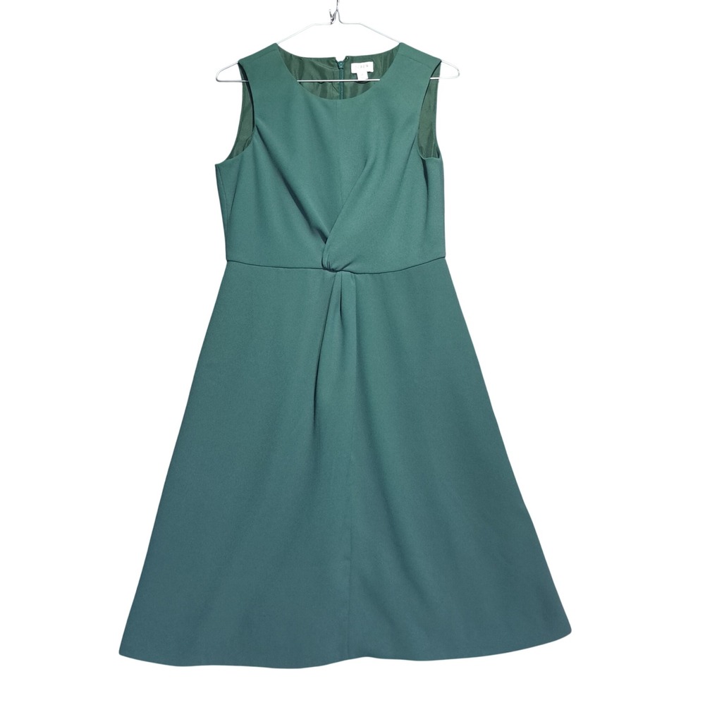 J.Crew Twist‎ Front Sleeveless A-Line Dress Forest Green Size 2 Classic Preppy